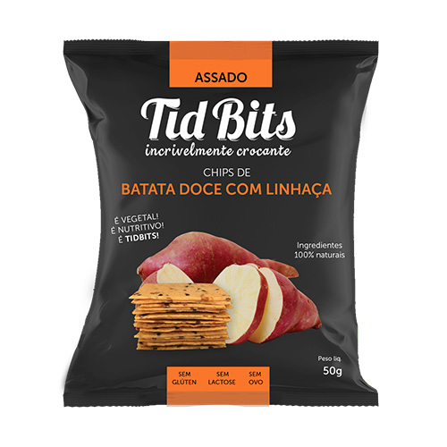 Chips de Batata Doce com Linhaça TID BITS pacote 50 g